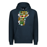 Navy Vermont State Map Premium Hoodie - RanaPortraitStore