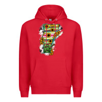 Red Vermont State Map Premium Hoodie - RanaPortraitStore