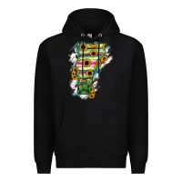 Black Vermont State Map Premium Hoodie - RanaPortraitStore