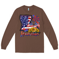 Chestnut 4th of july  louisiana map Long Sleeve Tee - BarkalooDesign