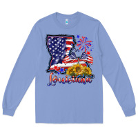 Colony Blue 4th of july  louisiana map Long Sleeve Tee - BarkalooDesign