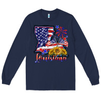 Navy 4th of july  louisiana map Long Sleeve Tee - BarkalooDesign