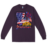 Plum 4th of july  louisiana map Long Sleeve Tee - BarkalooDesign