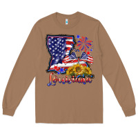 Toasted Coconut 4th of july  louisiana map Long Sleeve Tee - BarkalooDesign