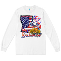 White 4th of july  louisiana map Long Sleeve Tee - BarkalooDesign