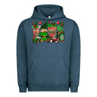 Pigment Midnight Navy christmas tractor coffee cups Urban Hoodie - texasbilliewilder