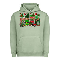 Pigment Oil Green christmas tractor coffee cups Urban Hoodie - texasbilliewilder
