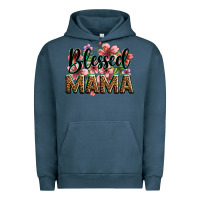 Pigment Midnight Navy flowers blessed mama Urban Hoodie - Zillion Design Studio