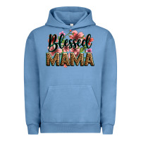 Pigment Pebble Blue flowers blessed mama Urban Hoodie - Zillion Design Studio