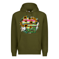 Army Green Wisconsin State Map Premium Hoodie - RanaPortraitStore