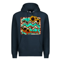 Navy aquarius turquoise cowhide Premium Hoodie - RanaPortraitStore