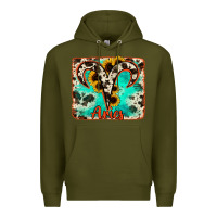 Army Green aries turquoise cowhide Premium Hoodie - RanaPortraitStore
