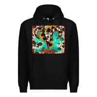 Black aries turquoise cowhide Premium Hoodie - RanaPortraitStore