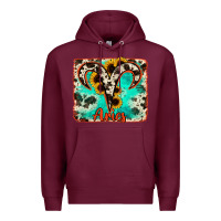 Burgundy aries turquoise cowhide Premium Hoodie - RanaPortraitStore