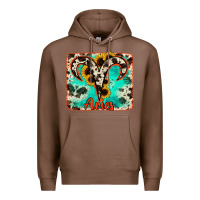 Chestnut aries turquoise cowhide Premium Hoodie - RanaPortraitStore