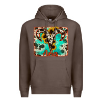 Coffee aries turquoise cowhide Premium Hoodie - RanaPortraitStore