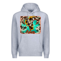 Heather Grey aries turquoise cowhide Premium Hoodie - RanaPortraitStore