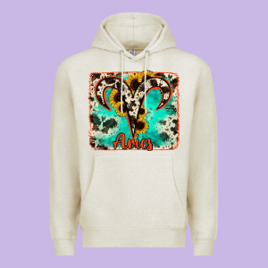 Aries Turquoise Cowhide Premium Hoodie Designed By Ranaportraitstore