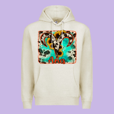 Aries Turquoise Cowhide Premium Hoodie Designed By Ranaportraitstore