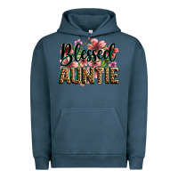 Pigment Midnight Navy flowers blessed auntie Urban Hoodie - Zillion Design Studio