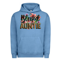 Pigment Pebble Blue flowers blessed auntie Urban Hoodie - Zillion Design Studio