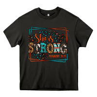 Asphalt She is strong proverbs 31:25 Heavy Core Tee - LillyAllenDesigns