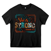 Black She is strong proverbs 31:25 Heavy Core Tee - LillyAllenDesigns