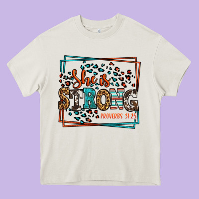 She Is Strong Proverbs 31:25 Heavy Core Tee Designed By Lillyallendesigns