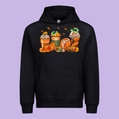 Pumpkins Coffee Cups Urban Hoodie Designed By Zillion Design Studio