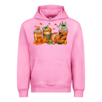 Fuchsia Pink pumpkins coffee cups Urban Hoodie - Zillion Design Studio