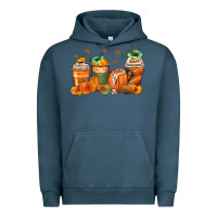 Pigment Midnight Navy pumpkins coffee cups Urban Hoodie - Zillion Design Studio