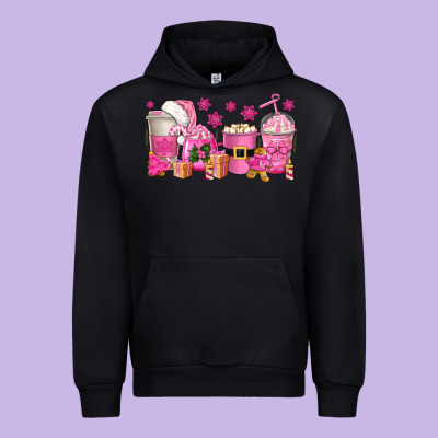 Pink Christmas Coffee Cups Urban Hoodie Designed By Texasbilliewilder
