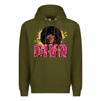 Army Green Diva juneteenth Premium Hoodie - Zillion Design Studio