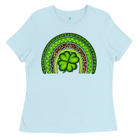 Baby Blue St. Patrick's Day Shamrock Rainbow Ladies Tee - Artiststas