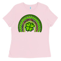 Bubblegum Pink St. Patrick's Day Shamrock Rainbow Ladies Tee - Artiststas