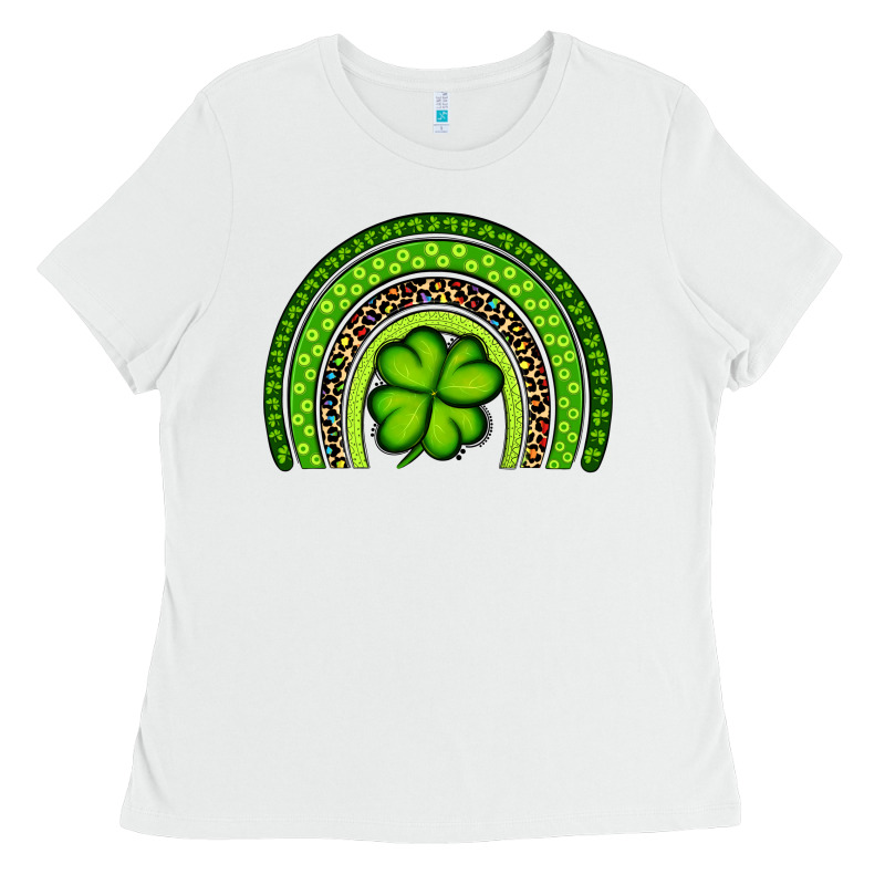 St. Patrick's Day Shamrock Rainbow Ladies Tee by Artiststas | Teevron