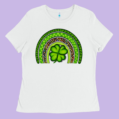 St. Patrick's Day Shamrock Rainbow Ladies Tee Designed By Artiststas
