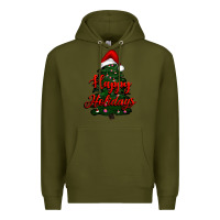 Army Green happy holidays christmas tree Premium Hoodie - RanaPortraitStore