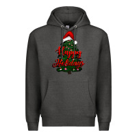 Charcoal Heather happy holidays christmas tree Premium Hoodie - RanaPortraitStore