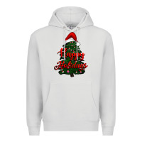Dove Grey happy holidays christmas tree Premium Hoodie - RanaPortraitStore