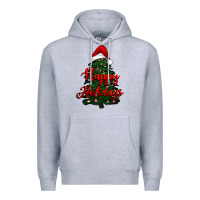 Heather Grey happy holidays christmas tree Premium Hoodie - RanaPortraitStore