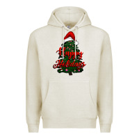 Oatmeal Heather happy holidays christmas tree Premium Hoodie - RanaPortraitStore