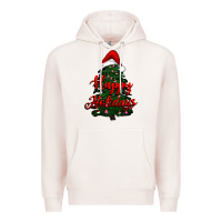 Pale Pink happy holidays christmas tree Premium Hoodie - RanaPortraitStore