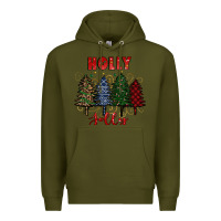 Army Green holly jolly Christmas trees Premium Hoodie - RanaPortraitStore