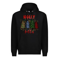 Black holly jolly Christmas trees Premium Hoodie - RanaPortraitStore