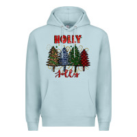 Blue Mist holly jolly Christmas trees Premium Hoodie - RanaPortraitStore