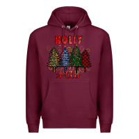 Burgundy holly jolly Christmas trees Premium Hoodie - RanaPortraitStore