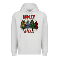 Dove Grey holly jolly Christmas trees Premium Hoodie - RanaPortraitStore