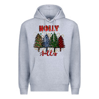 Heather Grey holly jolly Christmas trees Premium Hoodie - RanaPortraitStore