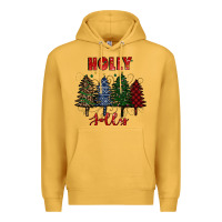 Mustard holly jolly Christmas trees Premium Hoodie - RanaPortraitStore